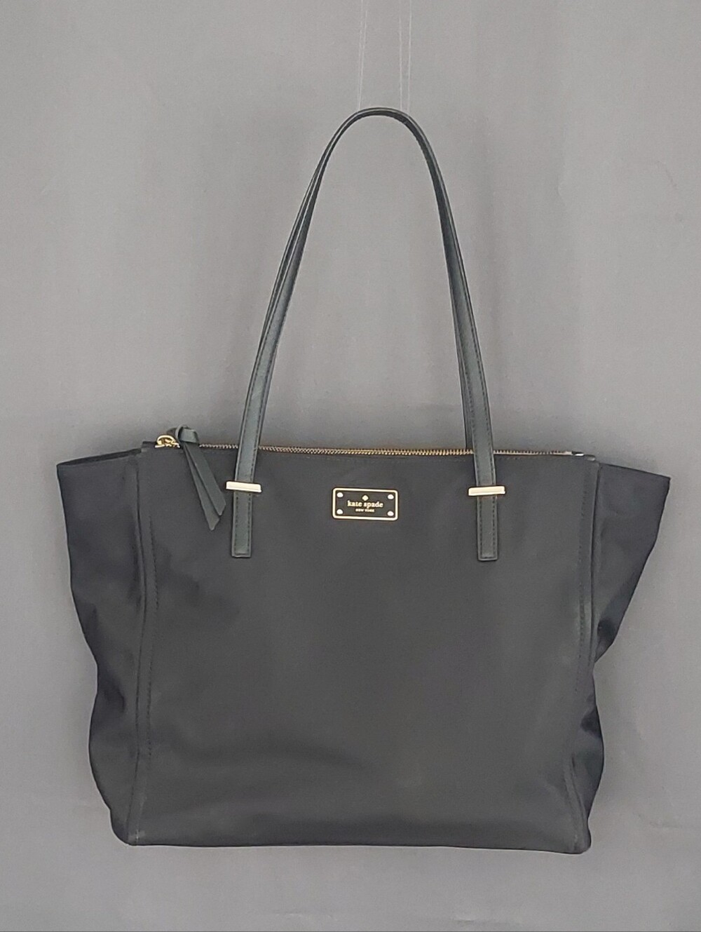 Kate Spade Wilson Road Talya Black Nylon Tote Bag Gold Plaque